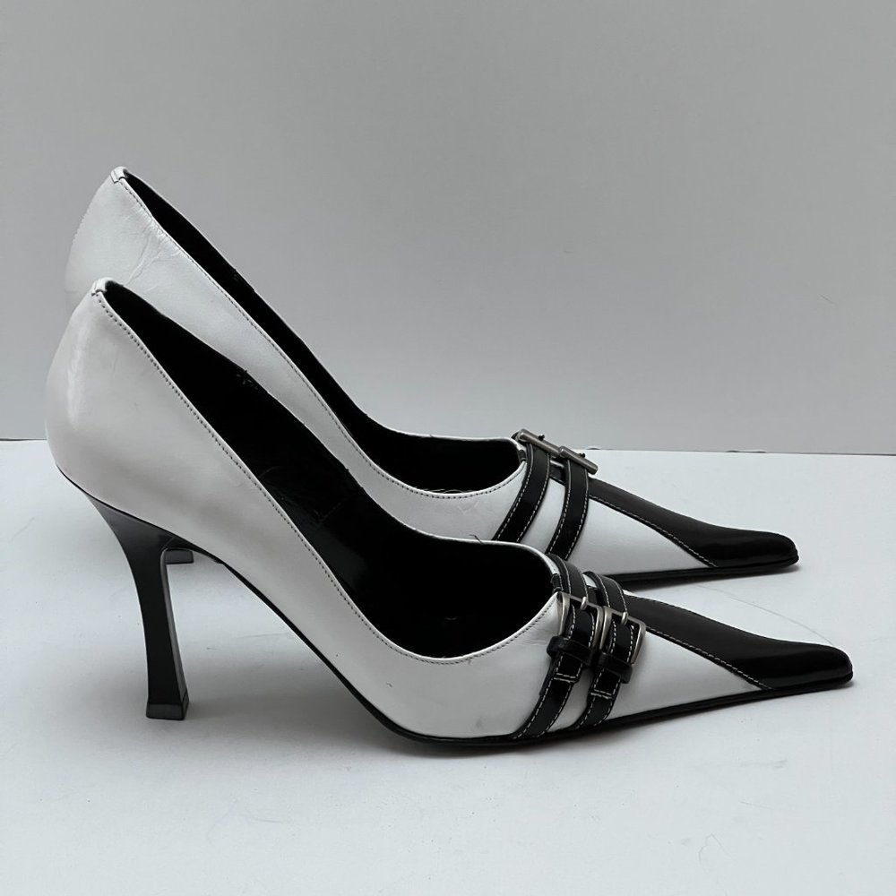 ❤️NEW❤️ Migliorini White Italian Leather Heels Luxury Stiletto Italy Size 37 - Picture 6 of 10